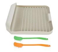 GLOGLOW Cat Litter Box Step Cat Litter Mat Cat Litter Tray Double Layer Water Proof Large Size 37.3x37cm with Upper Mesh Lower Absorbent Layer for Multi-Purpose Use As Cat Bed Mattress (Gray White)