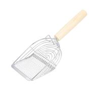 GLOGLOW Cat Litter Scoop, Stainless Steel Poop Sifter Scooper Mesh Sifting Shovel with Pine Wood Handle for Litter Box Sandy Substrates Home Travel