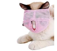 GLOGLOW Cat Muzzles Cat Mouth Cover Cat Headgear Bite Proof Breathable for Aggressive Energetic Cats with Polyester Material Suitable for Grooming Bathing Nail Trimming (Pink)