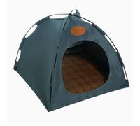 GLOGLOW Cat Tent House Portable Breathable Canvas Pet Bed with Removable Mat, Foldable Collapsible Frame 4 Corner Support, Machine Washable Cover, for Indoor Outdoor Patio Camping (Gray with Mat)