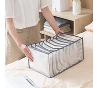 GLOGLOW Clothes Compartment Storage Box, Nylon Mesh and Oxford Cloth, Foldable Organizer for Space Saving in Closet and Wardrobe (Gray nine-frame T-shirt)