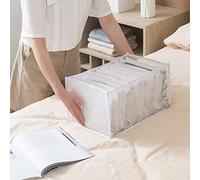 GLOGLOW Clothes Compartment Storage Box, Nylon Mesh and Oxford Cloth, Foldable Organizer for Space Saving in Closet and Wardrobe (White nine-frame T-shirt)
