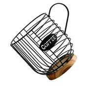 GLOGLOW Cup Shape Coffee Pods Holder, Large Capacity Metal Black Wire Organizer with Wooden Base for Kitchen and Office (Black)