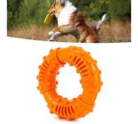 GLOGLOW Dog Rubber Teeth Grinding Donut Bite Resistant Anti Slip Ring Shape Teeth Cleaning Toy with Non Slip Bumps for Medium Large Dogs Golden Retriever Border Collie (Orange)