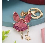 GLOGLOW Elegant Metal Ring Dancing Girl Shaped, Sparkling Keychain Crystals Key Ring Unique Handbag Purse Mobile Phone Decoration Gadgets Accessory Elegant Metal Dancing Girl