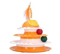 GLOGLOW Entertaining Cat Tower Toy, Multiple Cats Play for Hours Plastic Designed Scratcher Feather Teasing Endless Fun Ball Track Puzzle Toy (Orange)
