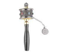 GLOGLOW Hand Held Tibet Prayer Wheel, Portable Double Bearings Silent Alloy HandHeld Tibet Prayer Wheel 6 Words Mantra Auspicious Hand Cranking Buddhist Prayer Tool (Sky Blue)