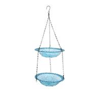 GLOGLOW Hanging Bird Feeder, Weather Resistant Plastic Bird Bath and Feeding Bowl, Double Layer Design for Cardinals and Blue Jays, Garden and Courtyard Use