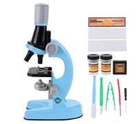 GLOGLOW High Power Biological Microscope, Plastic Material, 40X to 1200X Magnification, Portable Educational Microscope for Students and Home Lab (Blue)