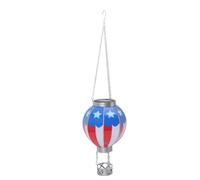 GLOGLOW Hot Air Balloon Solar Lantern, Iron Patriotic Flag Pattern Hanging Solar Light Outdoor Small Hot Air Balloon Shape Lantern for Outdoor Garden Yard Decor