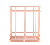 GLOGLOW Iron Storage Basket Organizer, Sturdy Rose Gold Metal Desktop Holder with Modern Design, Perfect for Home Office Decor and Study Supplies (B)