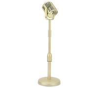GLOGLOW Lightweight Vintage Retro Microphone Props for Cosplay Photography Performance Training, Fake Flip Up Microphone Model for Anime Stage Character Photography (Gold)