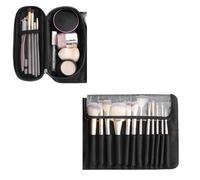 GLOGLOW Makeup Brush Organizer Bag, Portable Cosmetic Storage Bag with Transparent Sheet for Makeup Brushes Lipstick BB Cream