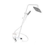 GLOGLOW NPT 1/2 Shower Head Set with Handheld Sprayer Combo Brass Stainless Steel ABS Rainfall Showerhead with Piano Key Control for Bathroom (White)