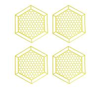 GLOGLOW Pet Feeding Utensils Thickened PP Beehive Hollow Frame 6.14x7.01 Inch Floating Bee Bath Drinking Feeder, Reusable Perforated Surface Prevents Drowning Bee Watering Station Nan (Yellow 4pcs)