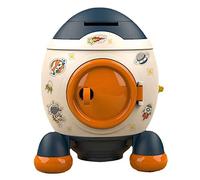 GLOGLOW Piggy Bank,Safe Money Space Piggy Space Cash Can Christmas Birthday Present for Kids with Key Astronaut Sticker Practical Gifts (Morandi Blue)