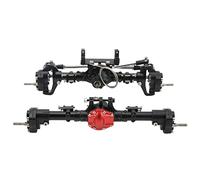 GLOGLOW RC Vehicle Front Rear Axles Kit, CNC Differential Locking Portal Axles Set for Axial SCX10 I II III 90046 90047 1/10 RC Car Vehicle Front Rear Kit, Nan Nan (Black)