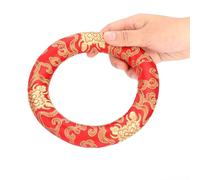 GLOGLOW Silk Brocade Round Meditation Singing Bowl Cushion for 7-10 Inches Bowls, Elegant Silk Brocade Ring Pillow to Sing Enthusiasts From the (Red)