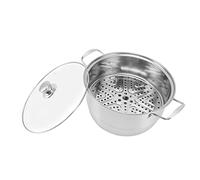 GLOGLOW Stainless Steel Steam Pot 11 Inch Multipurpose Stackable with Glass Lid for Vegetables Seafood Family Dinner Induction Stove (Double Layers)