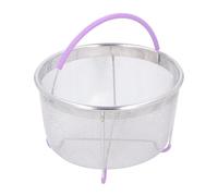 GLOGLOW Stainless Steel Steaming Basket Strainer Insert Dense Holes Even Heating One Hand Lift Wrapped Handle for 6QT Pressure Cooker Pot