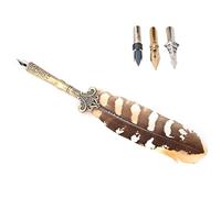 GLOGLOW Vintage Feather Pen Set, Elegant Writing Tools with Stainless Steel Nib and Ink Bottle for Calligraphy Lovers