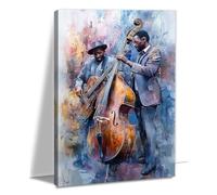 GLOKAKA Jazz Musicians Wall Art Watercolor Black Jazz Pictures Print Abstract Music Decor for Living Room Bedroom Home Wall Decor Ready to Hang(Artwork-1,16"x20")