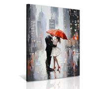 GLOKAKA Romantic City Rain Couple Wall Art Absrtact Couple Portrait Painting Vibrant Urban Cityscape Postetr for Living Room Bedroom Home Wall Decor(Artwork-4,12"x18")