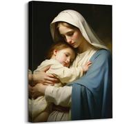 GLOKAKA Virgin Mary Canvas Wall Art Saint Mary Oil Painting Canvas Wall Art Mother of Jesus Christ Virgin Mary Madonna Religious Wall Decor Christian Gift,Ready to Hang