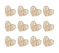 GLOKUUCA Heart Shaped Rattan Ball - 12 Pack Heart Shaped Wicker Balls - Fits for Vase Fillers DIY Craft - Wicker Rattan Balls - (2.36-inch x 2-inch, Original Wood)