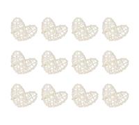 GLOKUUCA Heart Shaped Rattan Ball - 12 Pack Heart Shaped Wicker Balls - Fits for Vase Fillers DIY Craft - Wicker Rattan Balls - (2-inch x 1.65-inch, White)
