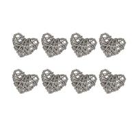 GLOKUUCA Heart Shaped Rattan Balls - 8 Pack Wicker Ornaments - Light Grey