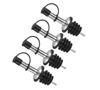 GLOKUUCA Liquor Tapered Pour Spout - 4 Pcs Stainless Steel Bottle Pourers with Dust Cap Fits for Olive Oil Vinegar Wine - Wine Bottle Speed Pourers - (90-mm/3.54-inch, Black)