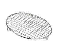 GLOKUUCA Round Cooking Rack - Stainless Steel BBQ Grill Net Mesh with Legs Fits for Cooling Baking Steaming - Cross Wire Barbecue Grilling Grate - (7-inch x 0.79-inch, Silver Tone)