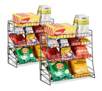 Glolaurge Candy Display Rack, Chip Rack Display Stand, Wire Metal Snack Shelf for Stores, Kitchen, Office, 2 Pack, Black