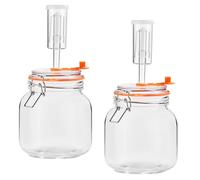 Glolaurge Square Fermentation Jar, 0.97 Liters Glass Fermenting Jar for Making Sauerkraut, Kimchi, Pickles, Mead, Cider & More, Pack of 2
