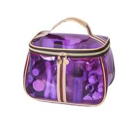 GLOLOOS New Retro Vintage Vanity Bag, Clear Makeup Organizer with Handle,Large Capacity Waterproof Makeup Organizer bag with Zipper,Travel Cosmetic & Skincare Storage Case for Ladies (Purple bag)