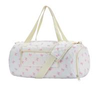 GLOMAXLY Pink Bow Quilted Duffle Bag Adjustable Strap Dance Bag for Women Large Capacity Quilted Weekender Bag Dance Gym Travel Hospital