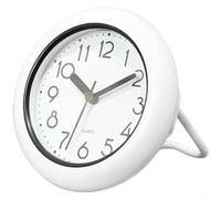 Glomc 1 Pack Waterproof Silent Wall Clock With Suction Cup And Hook, Quiet Sweep Movement For Bathroom Kitchen Humid Areas, White Abs Plastic 12.2X14.7Cm(C)