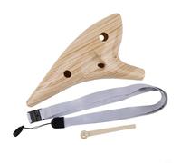 Glomc 12 Hole Ocarina Alto C Resin Instrument With Ice Cracked Finish, Tuned Wind Flute For Beginners And Musicians, Includes Bag Strap Book White(Light brown)
