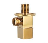 Glomc 1Pc Square Triangle Angle Valve G1/2 Male Thread Chrome Plated Copper Wall Mounted Tap For Bathroom Bidet Toilet Washbasin Water Heater, Silver(Gold)