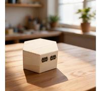 Glomc 1Pc Wooden Hexagonal Storage Box For Jewellery, Unpainted Wood For Ring And Earring Holder, Diy Favour Case For Wedding Decor Craft Projects(12 * 10.5 * 6.5cm)