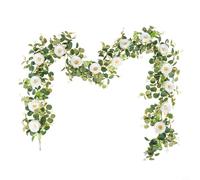 Glomc 200Cm Artificial Camellia Flower Vine With Money Leaves, Silk And Plastic Rattan Garland For Wedding, Home Interior Decoration And Photography Backdrops