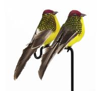 Glomc 2Pcs Artificial Foam Feathered Sparrow Bird Clips With Embedded 3D Eyes And Lifelike Colours For Wedding, Garden, for FOREST And Home Decoration(Yellow)