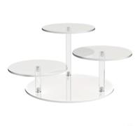 Glomc 3 Layer Acrylic Display Stand Transparent Black Multi Tier Shelf Desktop Organizer Base 19Cm Display Diameter 12Cm For Collectibles Or Office Decor(Transparent)