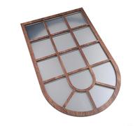 Glomc 3D Imitation Window Wall Mirror Sticker With Wooden Frame And Acrylic Reflective Surface-, Fake Window Wall Stickers,For Living Room, Bedroom Or Hallway(wood)