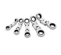 Glomc 5-Piece Flex-Stubby Ratcheting Combination Wrench Set,12-Point Double-End Spanner,Chrome-Vanadium Steel,8-19 Mm,For Tight Spaces & Mechanic Use