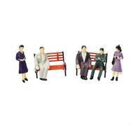 Glomc 50Pcs Decorative Model Mini- People Figures And Bench Kit With 8 Bench For 1:87 Scale Train Layouts Railway Stations Dioramas And Architectural Presentation Displays