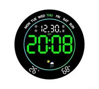 Glomc Digital LED Wall Clock,Large Screen With Temperature And Humidity Display, With 8 Fixed Colors And 3 Dynamic Color Effects,10 Levels Of Dimming(Green)