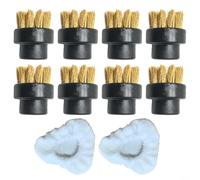 Glomc For Steam Mop Brush Tool And Microfiber Pad Set,For Dupray For Steam Cleaners,8 Round Stainless Steel Brushes,Washable Reusable Pads