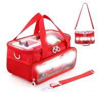 Glomc For Tonies Carry Case, Portable Carrying Case Starter Set And Figurines With Shoulder Strap & Handle Pink Red Gray(Red)